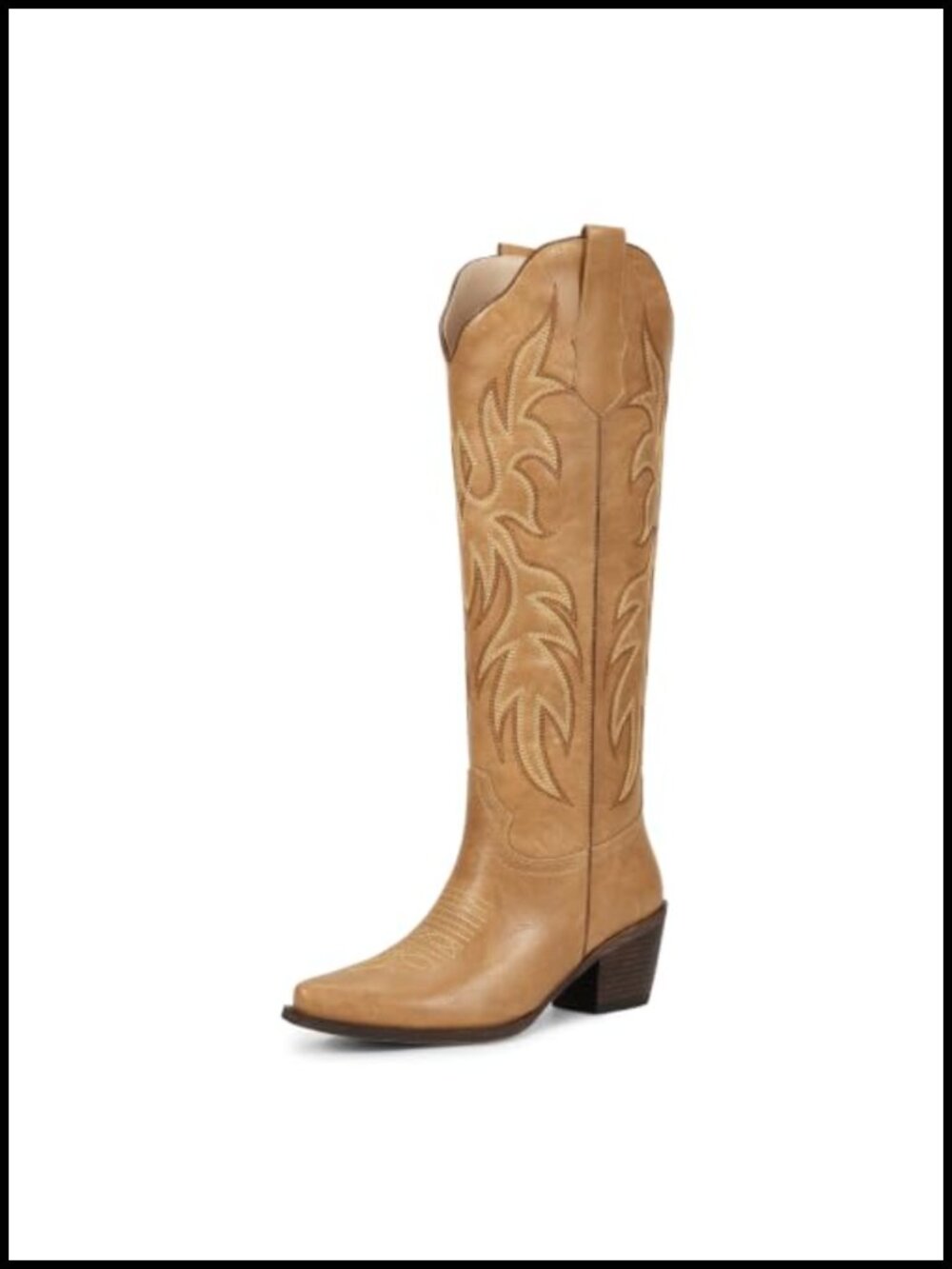 Knee High Cowboy Boots Faux Leather Western Style Women's